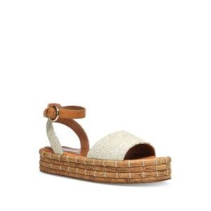 JOIE Womens Beige Mixed Media Cork Colin Open Toe Platform Sandals Shoes 7.5 M